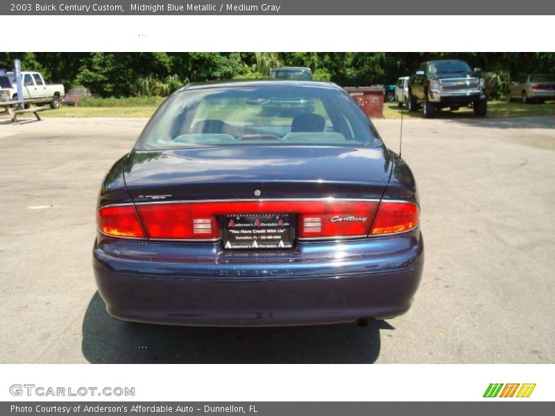 Midnight Blue Metallic / Medium Gray 2003 Buick Century Custom