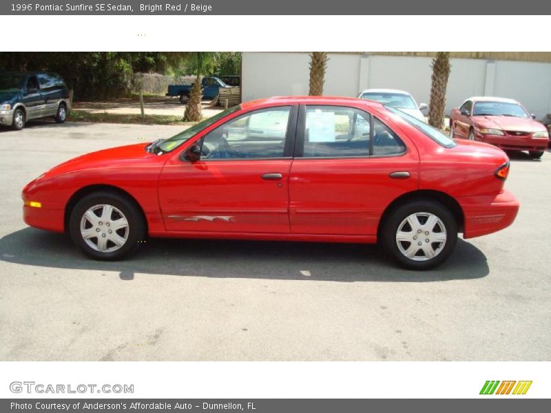 Bright Red / Beige 1996 Pontiac Sunfire SE Sedan