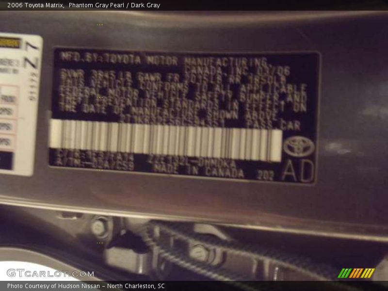 Phantom Gray Pearl / Dark Gray 2006 Toyota Matrix