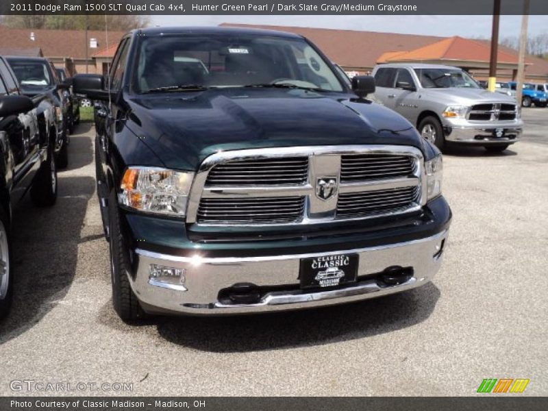 Hunter Green Pearl / Dark Slate Gray/Medium Graystone 2011 Dodge Ram 1500 SLT Quad Cab 4x4