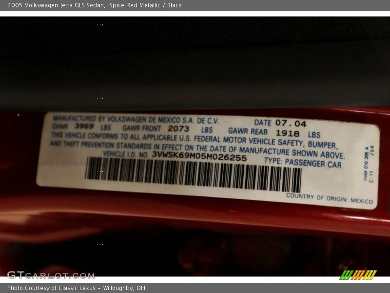 Spice Red Metallic / Black 2005 Volkswagen Jetta GLS Sedan