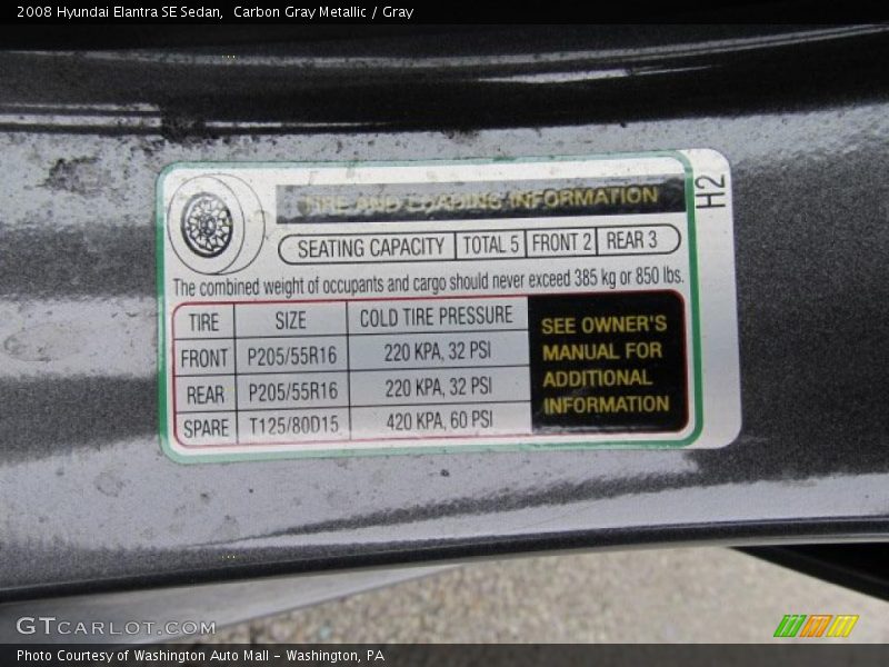 Carbon Gray Metallic / Gray 2008 Hyundai Elantra SE Sedan
