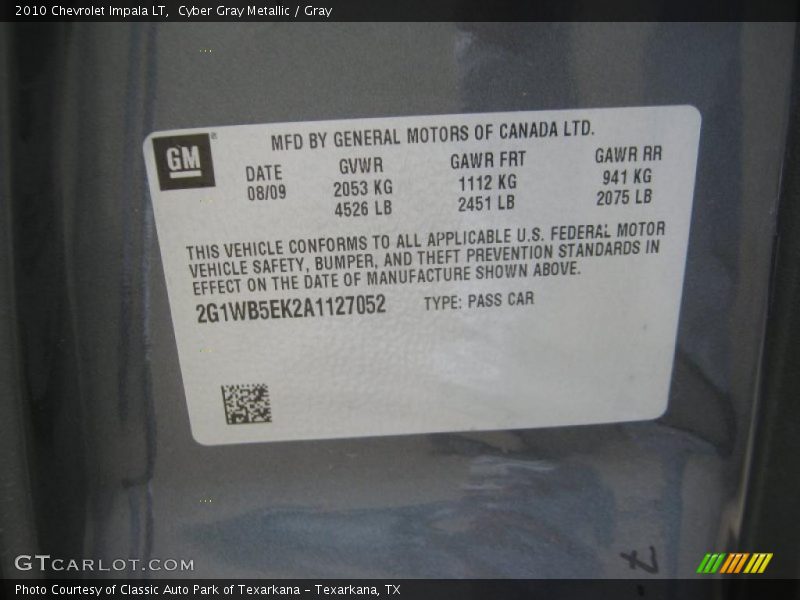 Cyber Gray Metallic / Gray 2010 Chevrolet Impala LT