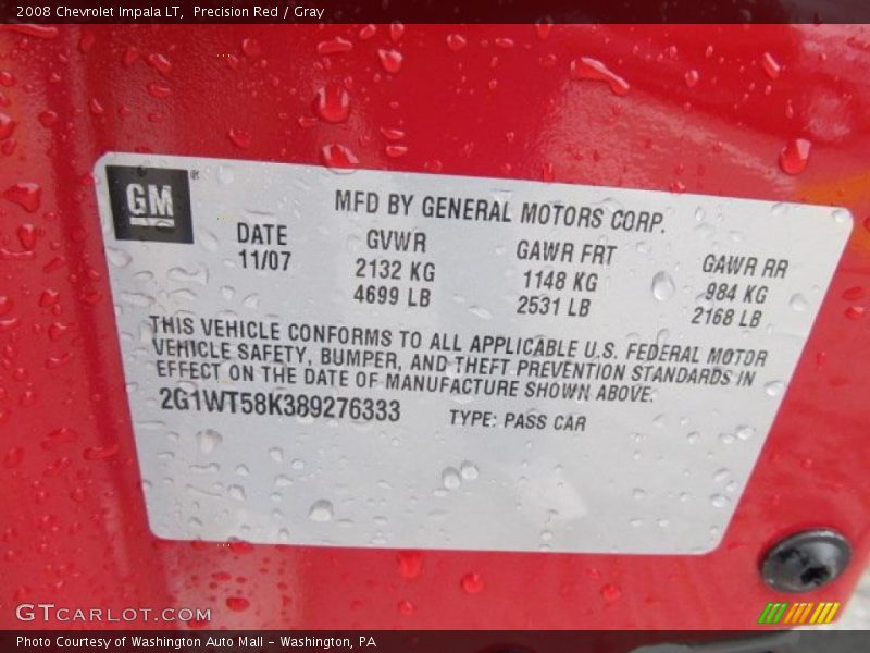 Precision Red / Gray 2008 Chevrolet Impala LT