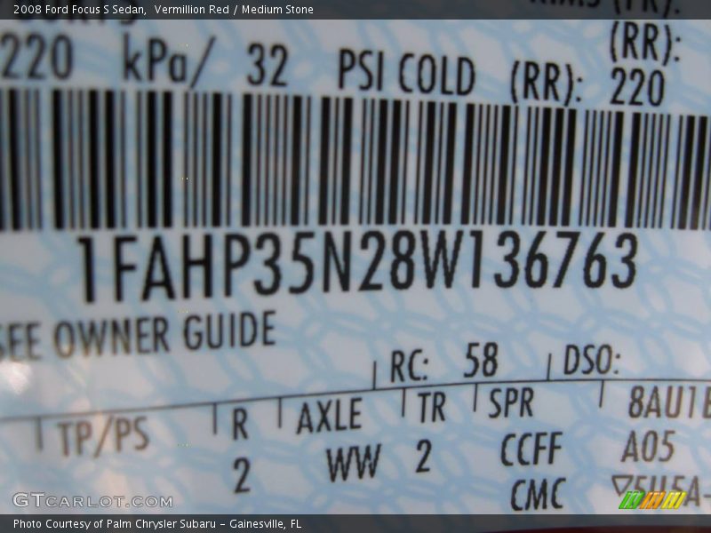 Vermillion Red / Medium Stone 2008 Ford Focus S Sedan