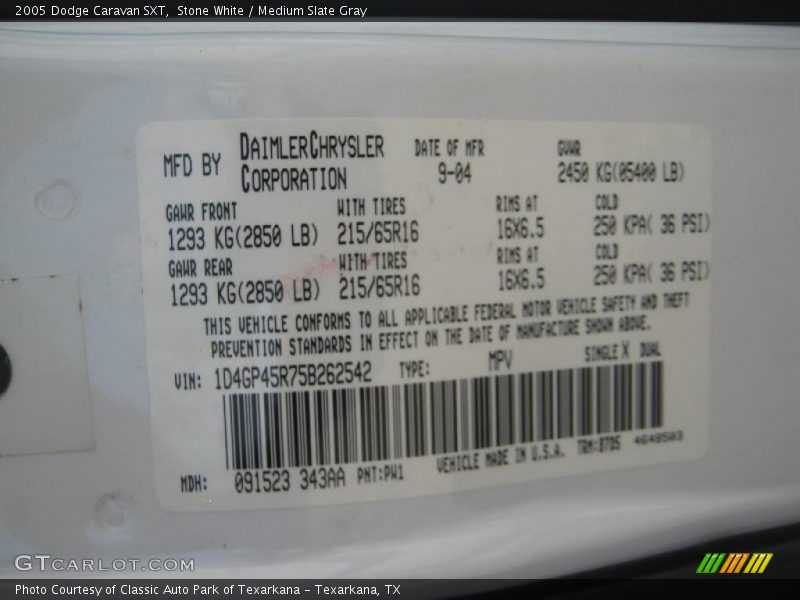 Stone White / Medium Slate Gray 2005 Dodge Caravan SXT
