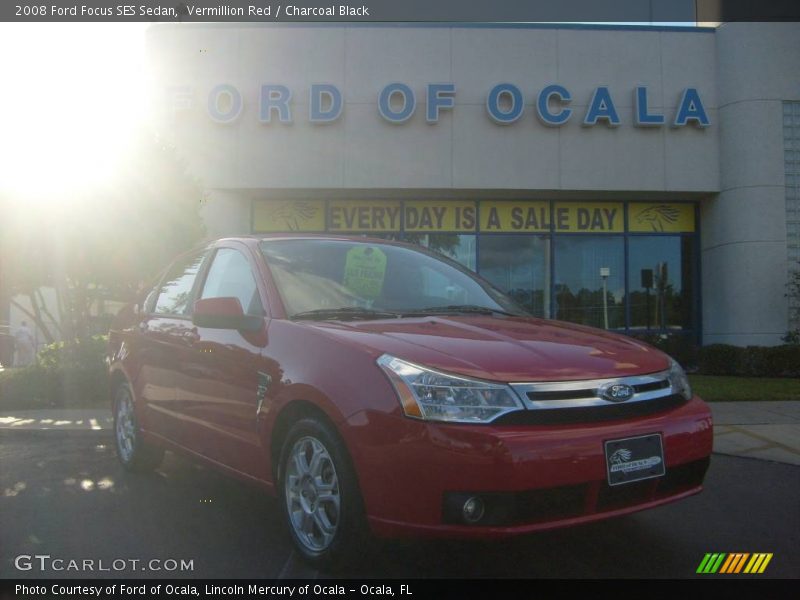 Vermillion Red / Charcoal Black 2008 Ford Focus SES Sedan