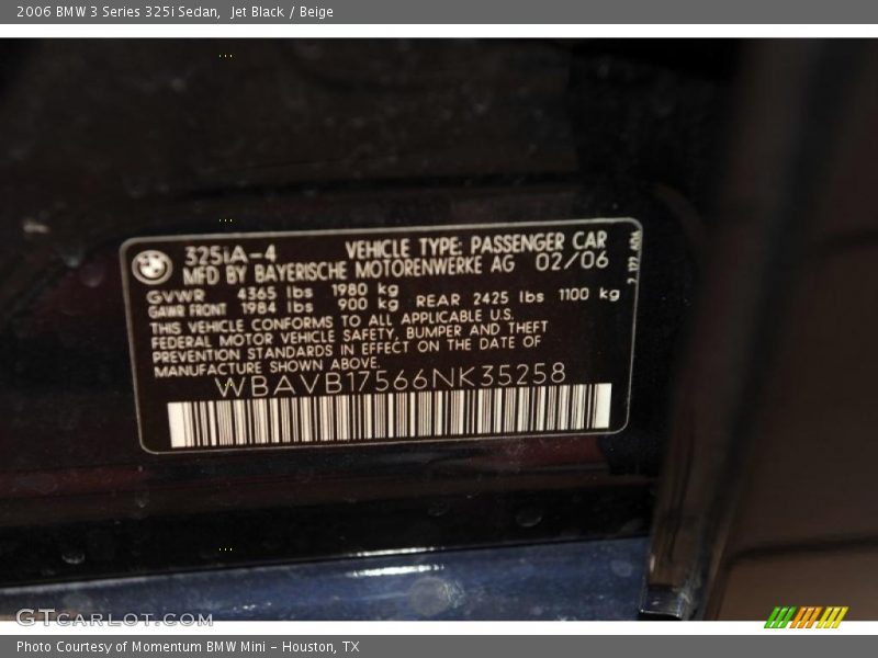 Jet Black / Beige 2006 BMW 3 Series 325i Sedan
