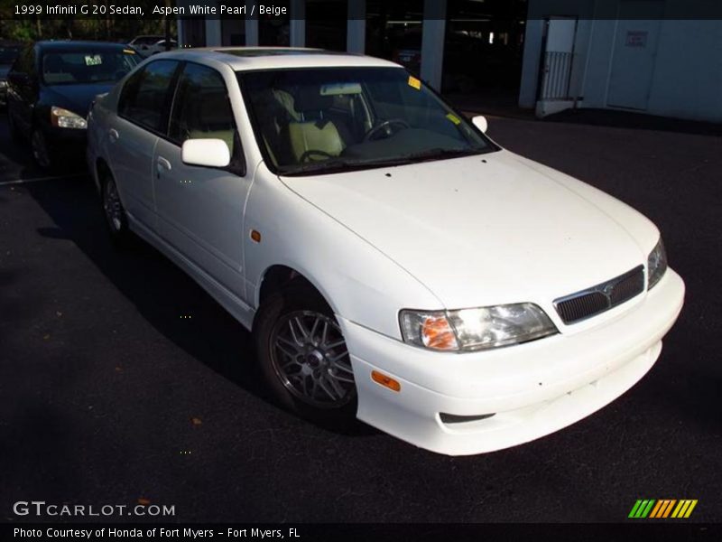 Aspen White Pearl / Beige 1999 Infiniti G 20 Sedan