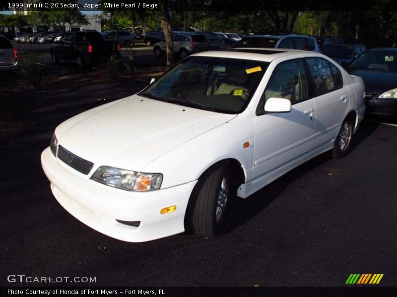 Aspen White Pearl / Beige 1999 Infiniti G 20 Sedan