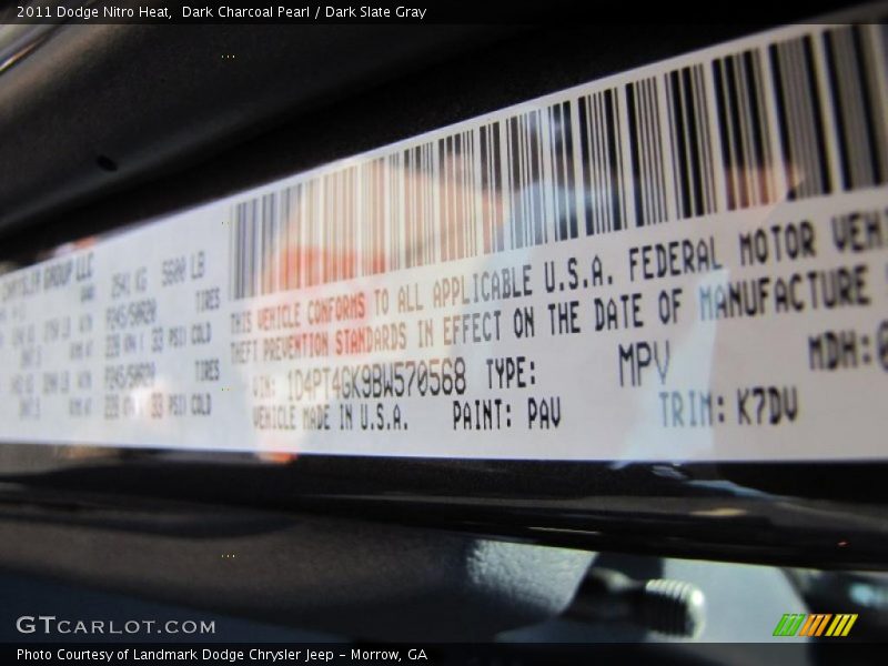 Dark Charcoal Pearl / Dark Slate Gray 2011 Dodge Nitro Heat