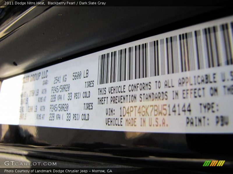 Blackberry Pearl / Dark Slate Gray 2011 Dodge Nitro Heat