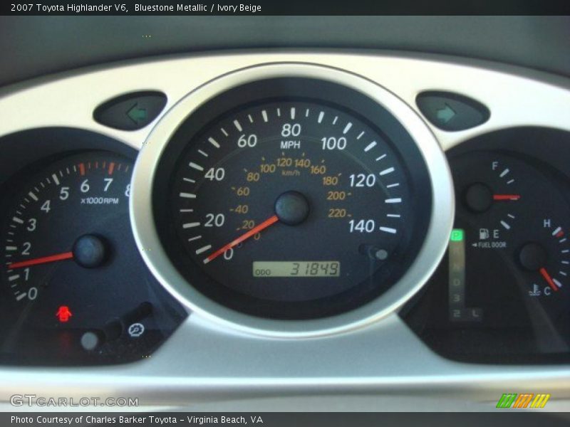 Bluestone Metallic / Ivory Beige 2007 Toyota Highlander V6