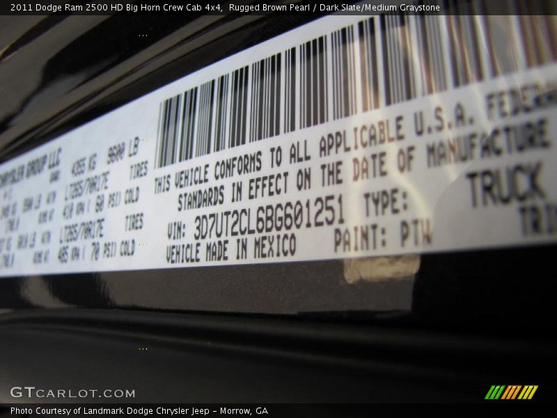 Rugged Brown Pearl / Dark Slate/Medium Graystone 2011 Dodge Ram 2500 HD Big Horn Crew Cab 4x4