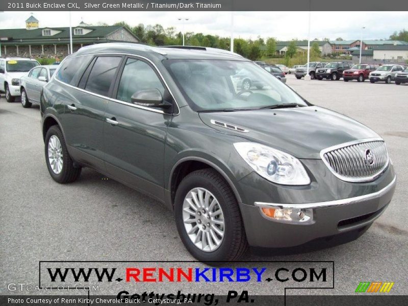 Silver Green Metallic / Titanium/Dark Titanium 2011 Buick Enclave CXL