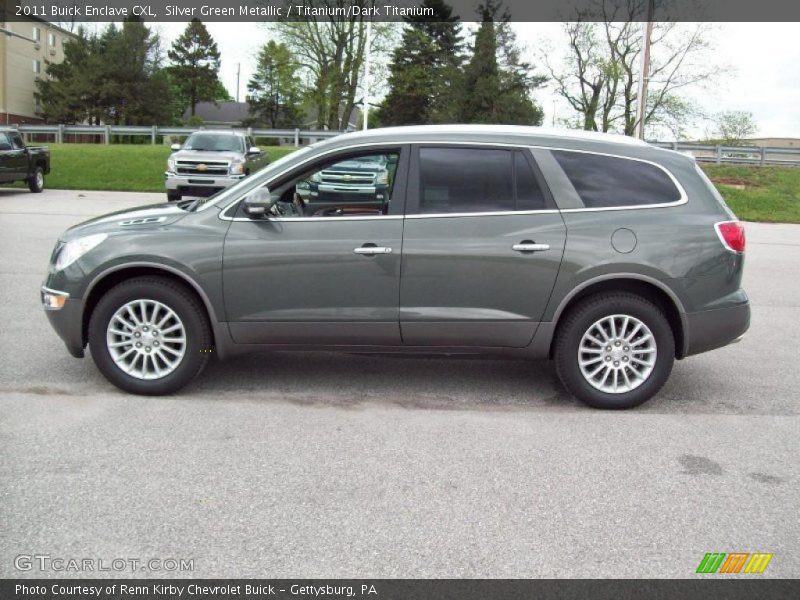 Silver Green Metallic / Titanium/Dark Titanium 2011 Buick Enclave CXL