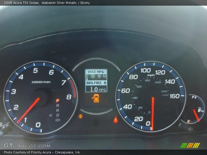 Alabaster Silver Metallic / Ebony 2008 Acura TSX Sedan
