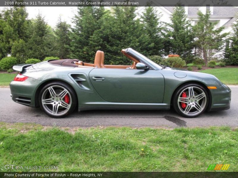 Malachite Green Metallic / Natural Brown 2008 Porsche 911 Turbo Cabriolet