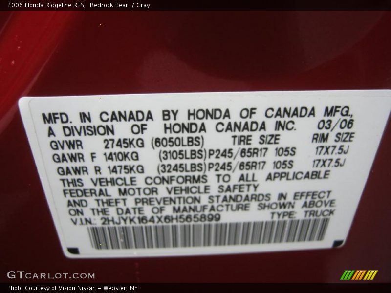 Redrock Pearl / Gray 2006 Honda Ridgeline RTS