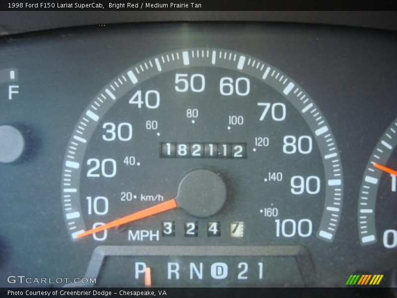 Bright Red / Medium Prairie Tan 1998 Ford F150 Lariat SuperCab