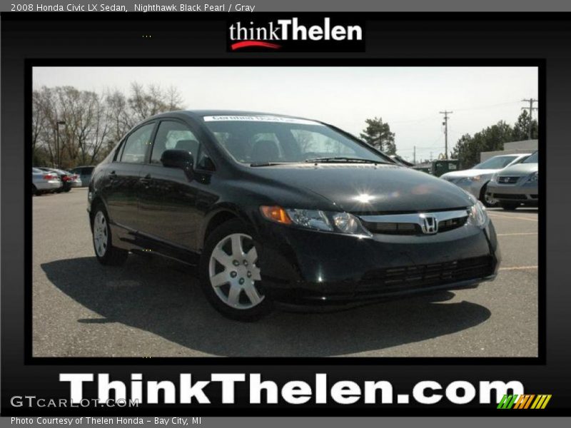 Nighthawk Black Pearl / Gray 2008 Honda Civic LX Sedan