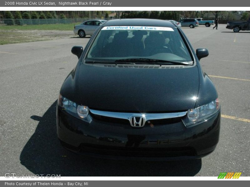 Nighthawk Black Pearl / Gray 2008 Honda Civic LX Sedan