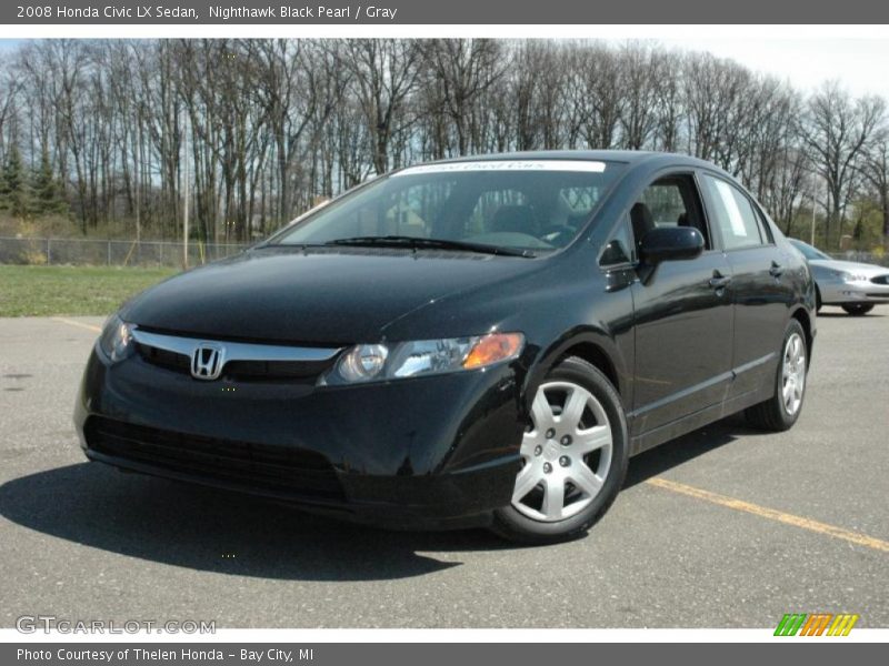 Nighthawk Black Pearl / Gray 2008 Honda Civic LX Sedan