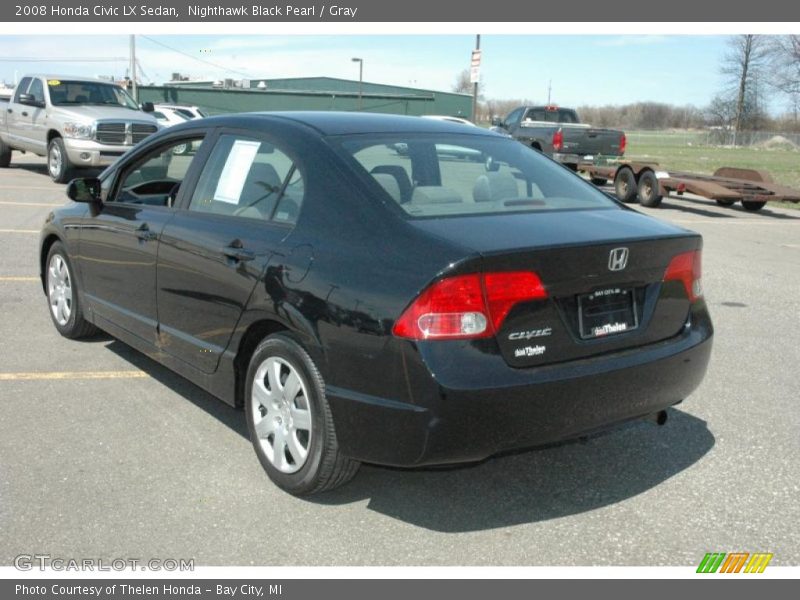 Nighthawk Black Pearl / Gray 2008 Honda Civic LX Sedan