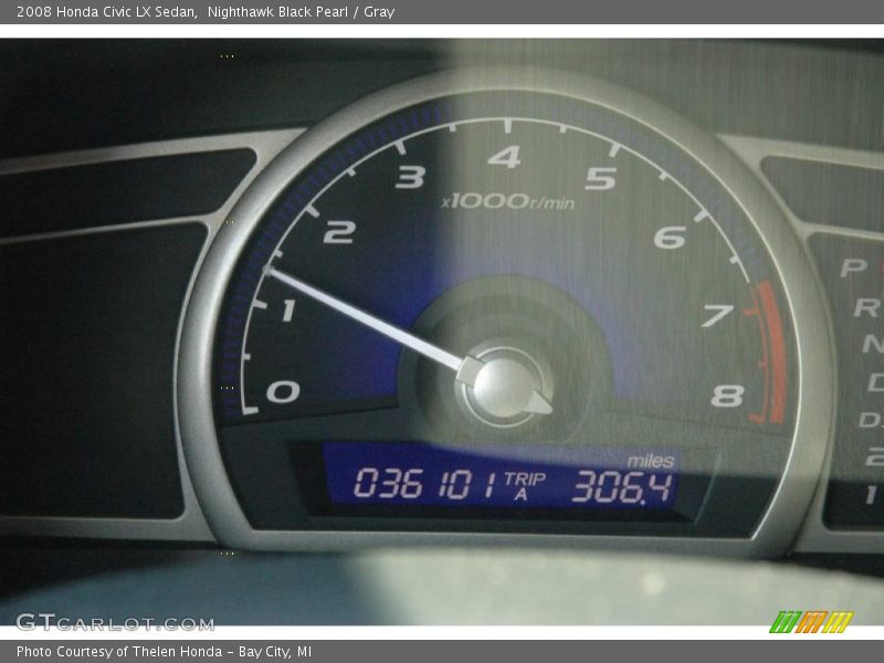 Nighthawk Black Pearl / Gray 2008 Honda Civic LX Sedan