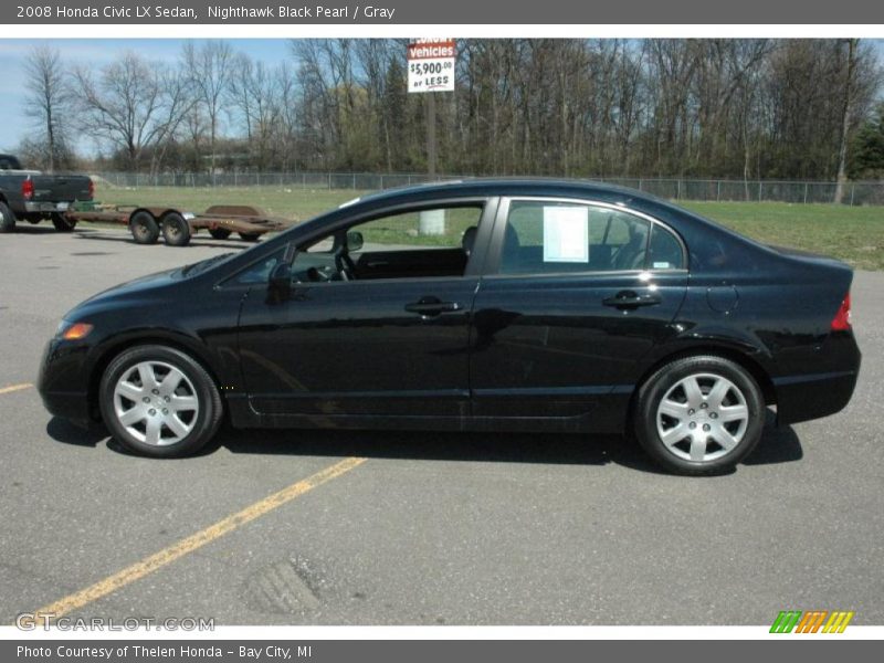 Nighthawk Black Pearl / Gray 2008 Honda Civic LX Sedan