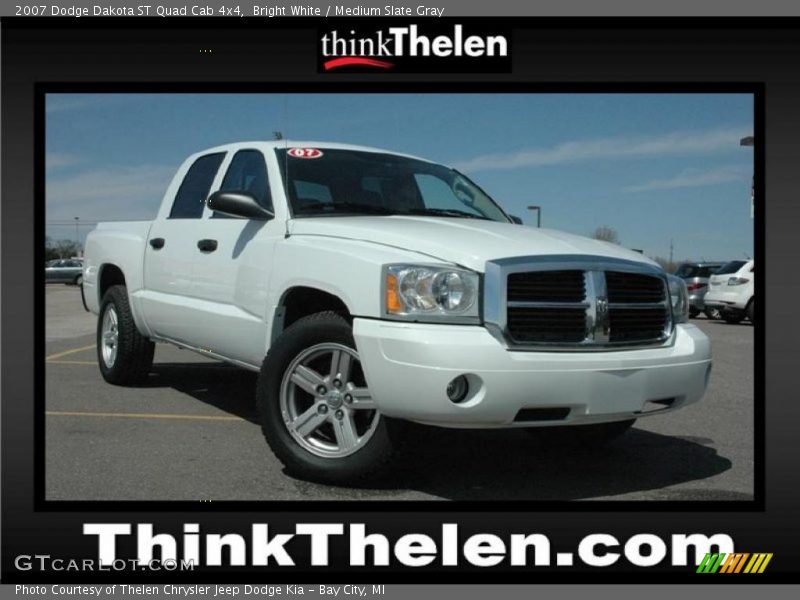 Bright White / Medium Slate Gray 2007 Dodge Dakota ST Quad Cab 4x4