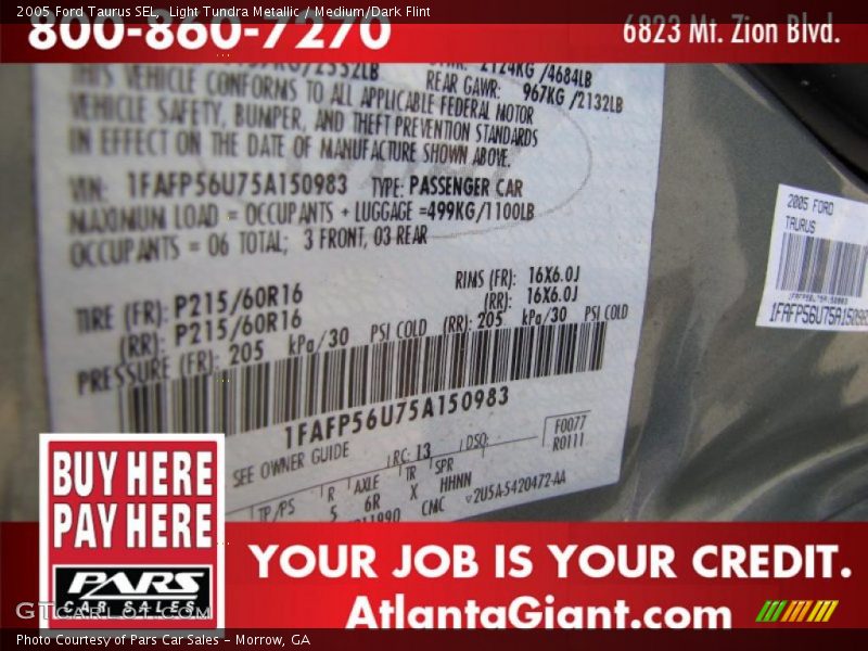 Light Tundra Metallic / Medium/Dark Flint 2005 Ford Taurus SEL
