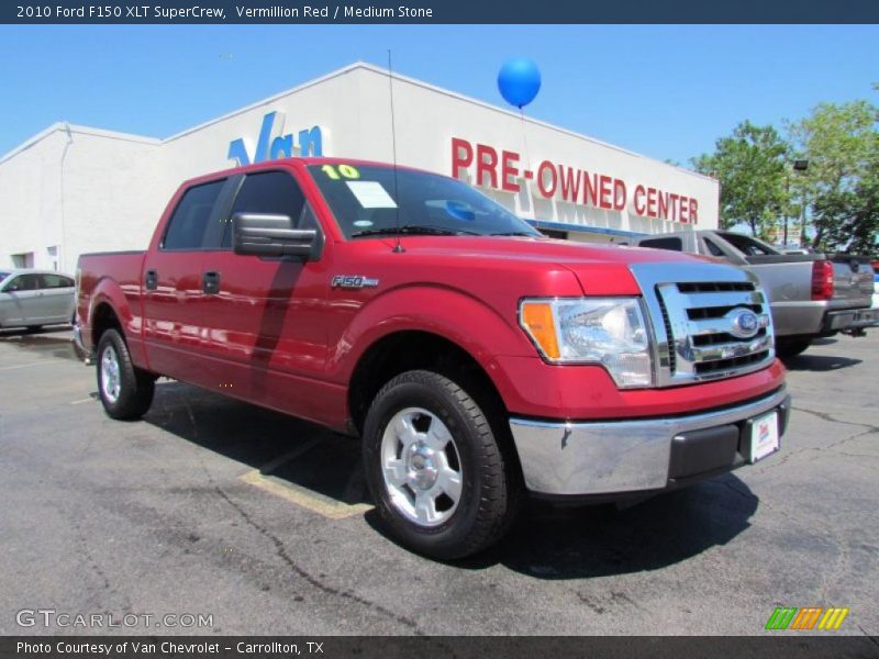 Vermillion Red / Medium Stone 2010 Ford F150 XLT SuperCrew