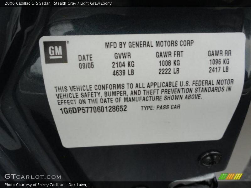 Stealth Gray / Light Gray/Ebony 2006 Cadillac CTS Sedan