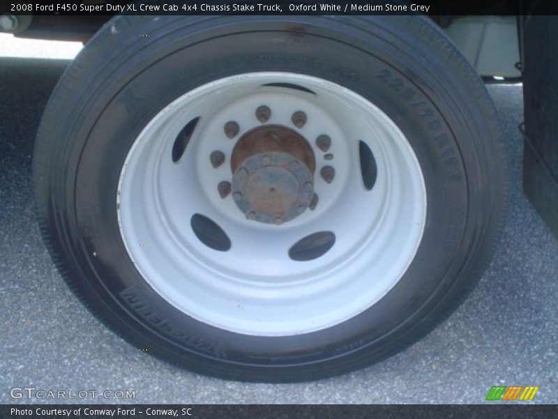 Oxford White / Medium Stone Grey 2008 Ford F450 Super Duty XL Crew Cab 4x4 Chassis Stake Truck
