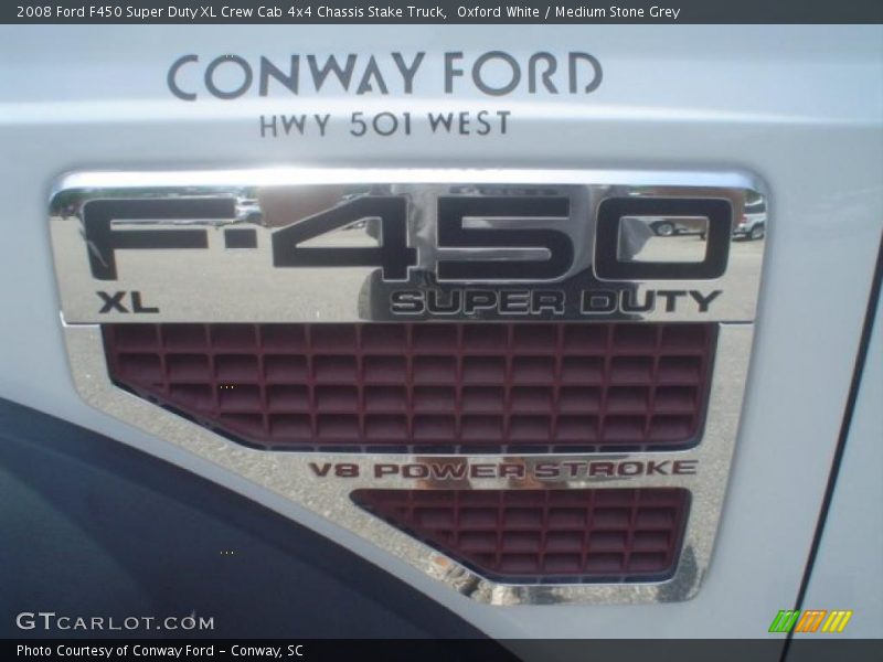 Oxford White / Medium Stone Grey 2008 Ford F450 Super Duty XL Crew Cab 4x4 Chassis Stake Truck