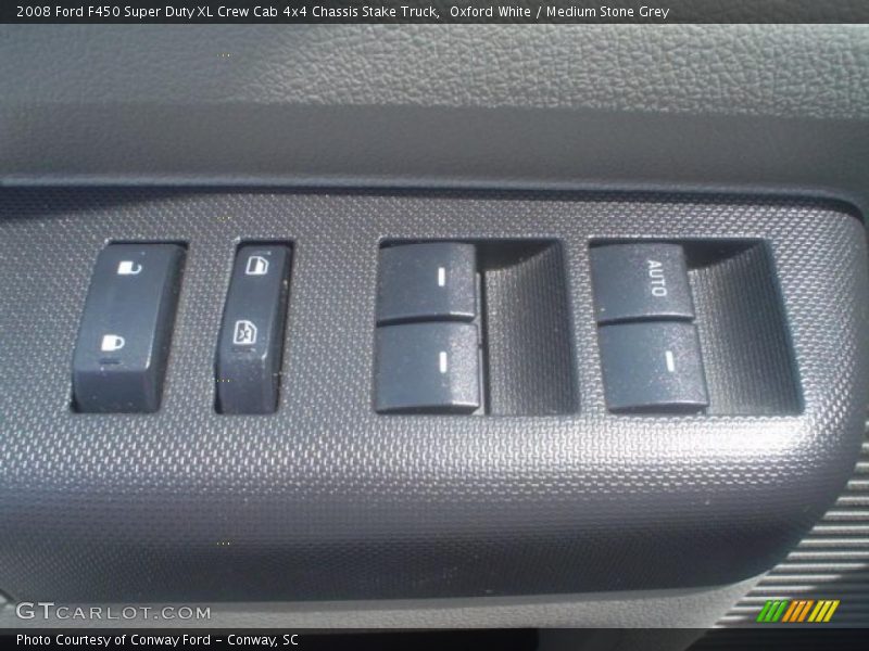 Oxford White / Medium Stone Grey 2008 Ford F450 Super Duty XL Crew Cab 4x4 Chassis Stake Truck