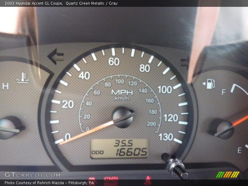Quartz Green Metallic / Gray 2003 Hyundai Accent GL Coupe