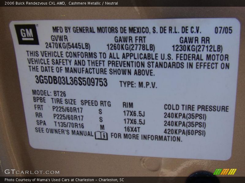 Cashmere Metallic / Neutral 2006 Buick Rendezvous CXL AWD