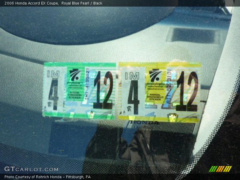 Royal Blue Pearl / Black 2006 Honda Accord EX Coupe