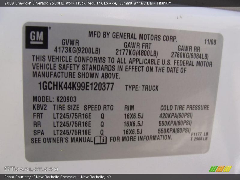 Summit White / Dark Titanium 2009 Chevrolet Silverado 2500HD Work Truck Regular Cab 4x4