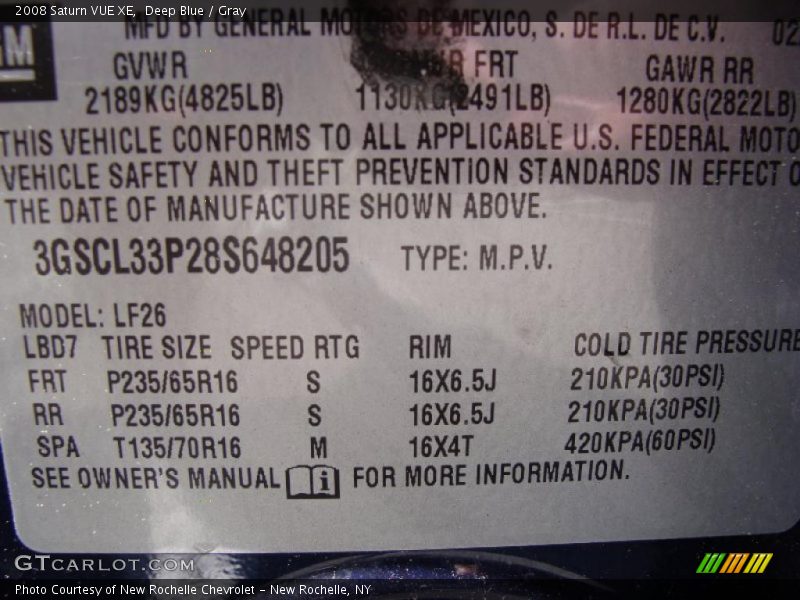 Deep Blue / Gray 2008 Saturn VUE XE