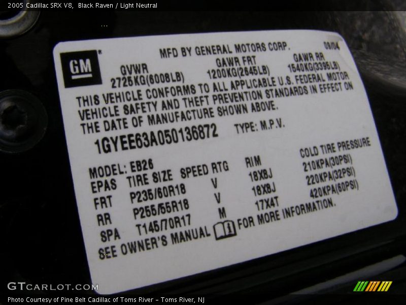 Black Raven / Light Neutral 2005 Cadillac SRX V8