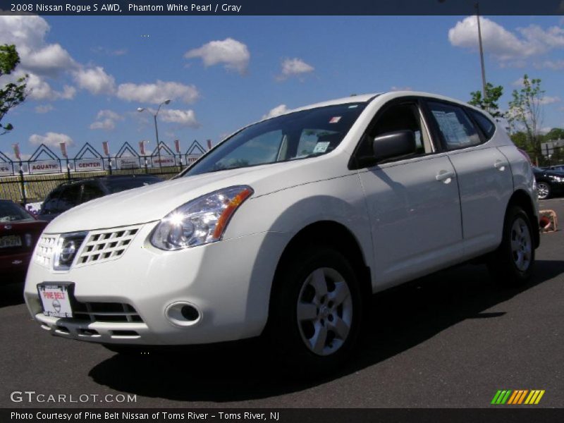 Phantom White Pearl / Gray 2008 Nissan Rogue S AWD