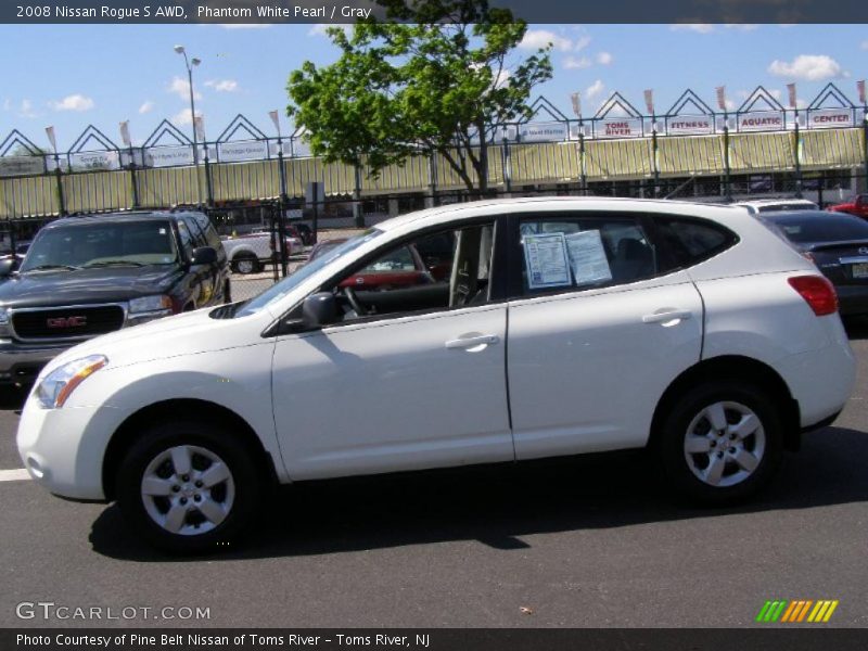 Phantom White Pearl / Gray 2008 Nissan Rogue S AWD