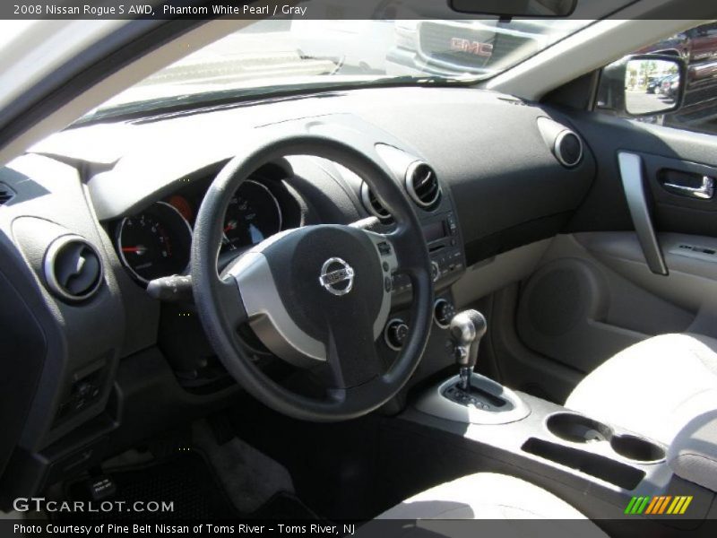 Phantom White Pearl / Gray 2008 Nissan Rogue S AWD