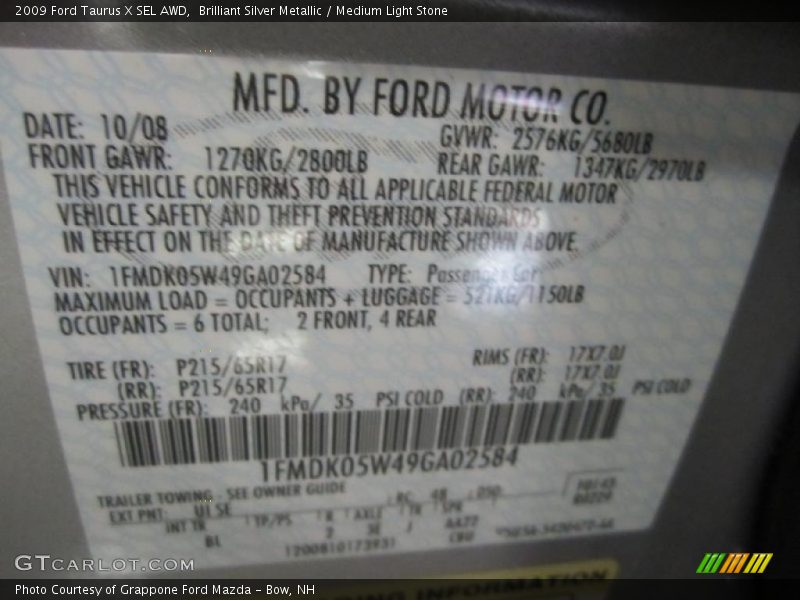 Brilliant Silver Metallic / Medium Light Stone 2009 Ford Taurus X SEL AWD