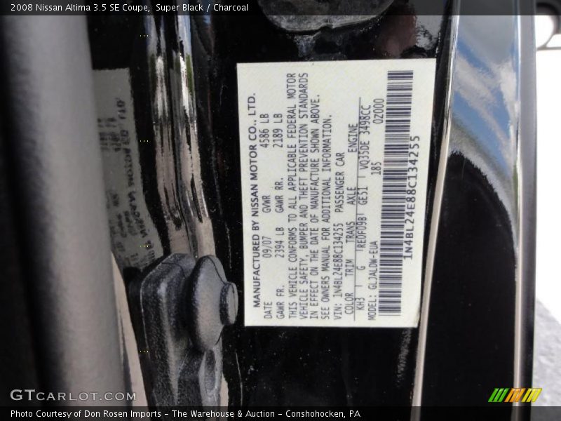 Super Black / Charcoal 2008 Nissan Altima 3.5 SE Coupe