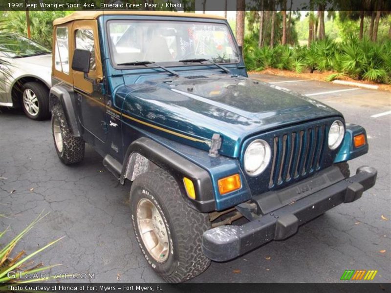 Emerald Green Pearl / Khaki 1998 Jeep Wrangler Sport 4x4