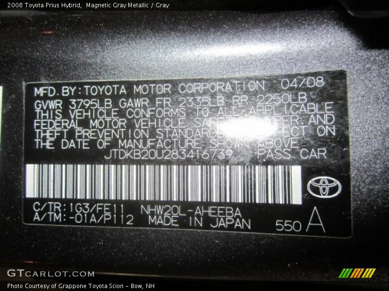 Magnetic Gray Metallic / Gray 2008 Toyota Prius Hybrid